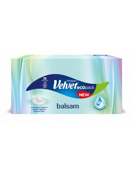 VELVET BALSAM Chusteczki higieniczne w kartoniku 3-warstwowe KREMOWY ZAPACH, 70 szt