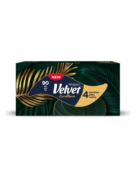 VELVET Chusteczki higieniczne w kartoniku 4-warstwowe EXCELLENCE, 90 szt