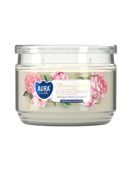 BISPOL AURA Świeca zapachowa w niskim słoju SNP106-449 KWITNĄCE KWIATY, 1 szt
