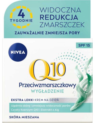 NIVEA Q10 WYGŁADZENIE Krem do twarzy na dzień do cery mieszanej PRZECIWZMARSZCZKOWY SPF 15, 50 ml