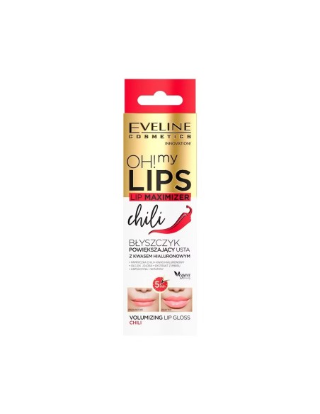 EVELINE OH MY LIPS Błyszczyk powiększający usta z kwasem hialuronowym CHILLI, 4,5 ml