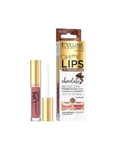 EVELINE OH MY LIPS Błyszczyk powiększający usta z kwasem hialuronowym CZEKOLADOWY, 4,5 ml