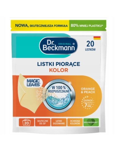 DR BECKMANN MAGIC LEAVES Listki piorące KOLOR, 20 szt