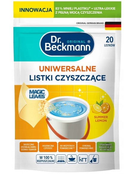 DR BECKMANN MAGIC LEAVES Uniwersalne listki czyszczące LEMON, 20 szt
