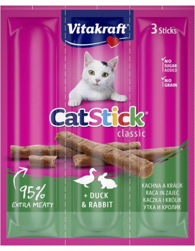 VITAKRAFT Przysmak, kabanosy dla kota KACZKA I KRÓLIK 3 x 6 g, 1 op
