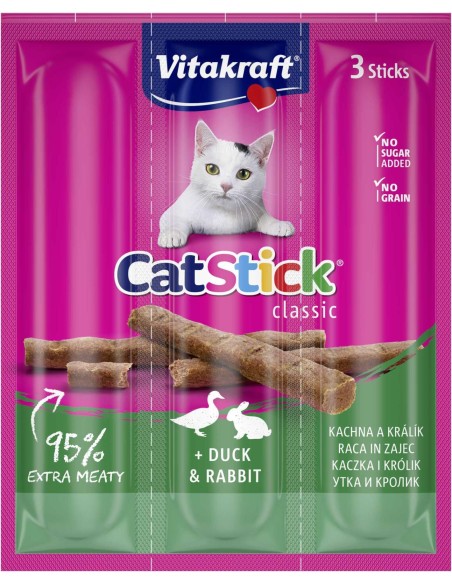 VITAKRAFT Przysmak, kabanosy dla kota KACZKA I KRÓLIK 3 x 6 g, 1 op