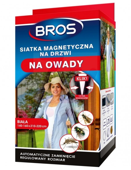 BROS siatka 160x220cm biała na drzwi magnetyczna moskitiera