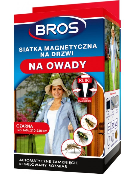 BROS siatka 160x220cm czarna na drzwi magnetyczna moskitiera