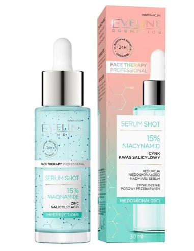 EVELINE SERUM SHOT Kuracja 15% niacynamid na twarz, szyję i dekolt, 30 ml