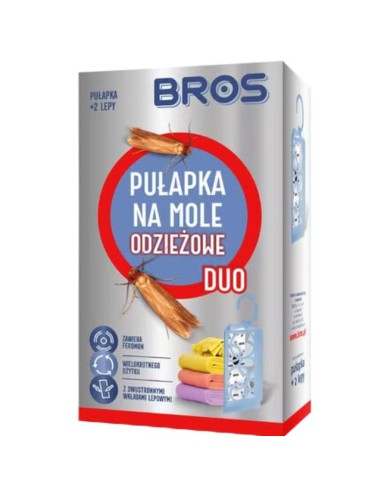 BROS Pułapka na mole odzieżowe DUO + 2 wkłady