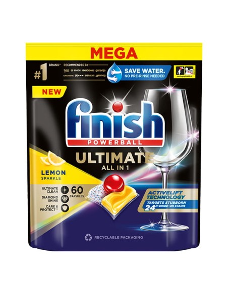 FINISH POWERBALL Kapsułki do zmywarki ULTIMATE ALLinONE LEMON, 60 szt