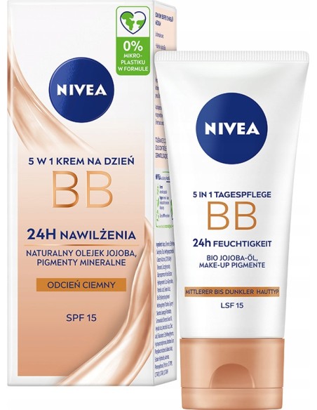 NIVEA Nawilżający Krem BB 5 w 1 SPF15 ODCIEN CIEMNY, 50 ml