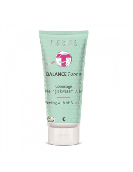 FLOSLEK Peeling Gommage do twarzy oczyszczający z kwasami AHA wygładzający na noc 125g