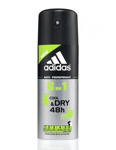 Adidas 6in1 Cool & Dry Dezodorant antyperspirant w sprayu dla mężczyzn 150 ml