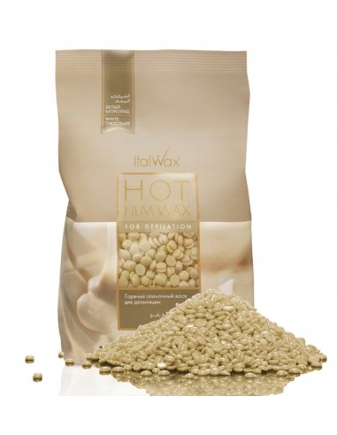 Wosk do depilacji twardy dropsy w granulkach WHITE CHOCOLATE ITALWAX, 1 kg