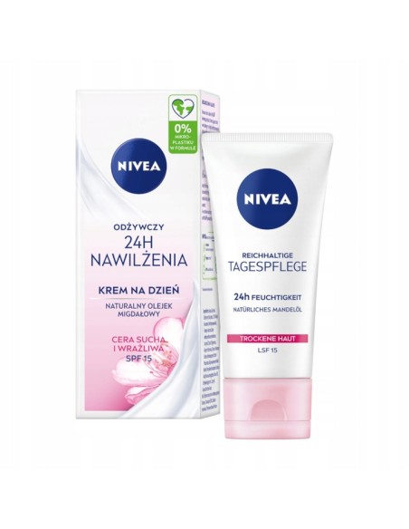 NIVEA 24H Krem na dzień Odżywczy, cera sucha i wrażliwa NAWILŻENIE 50 ml