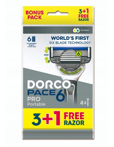 DORCO MEN PACE 6 PRO Jednorazowa maszynka do golenia dla mężczyzn, 4 szt