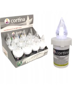 CORTINA Wkład do zniczy elektryczny LED na baterie BIAŁY, 12 szt