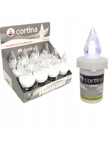 CORTINA Wkład do zniczy elektryczny LED na baterie BIAŁY, 12 szt