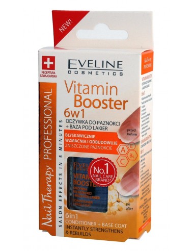 Eveline Nail Therapy odżywka do paznokci + baza pod lakier Vitamin Booster 6w1 12ml