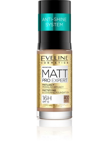 Eveline Pro Expert Matt podkład do twarzy matująco-kryjący nr 400 Warm Beige 30ml