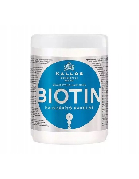 KALLOS Maska do włosów z biotyną, 1 l