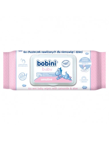 Bobini Baby Sensitive chusteczki nawilżane dla dzieci i niemowląt 60szt.