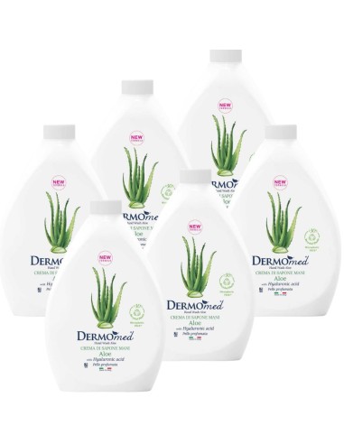 ‌DERMOMED Mydło w płynie ALOE, 1000 ml zapas, pakiet 6 szt.