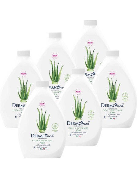 ‌DERMOMED Mydło w płynie ALOE, 1000 ml zapas, pakiet 6 szt.