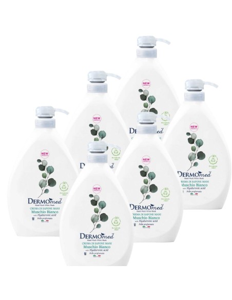‌DERMOMED Mydło w płynie BIAŁE PIŻMO, 1000 ml z pompką, pakiet 6 szt.