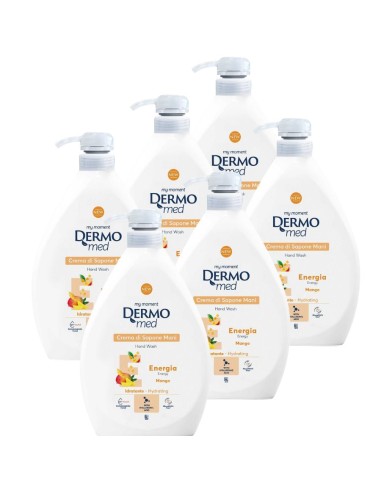 DERMOMED Mydło w płynie MANGO, 1000 ml z pompką, pakiet 6 szt.