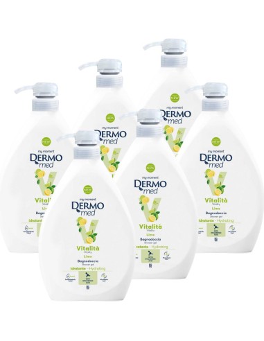 DERMOMED Żel pod prysznic LIMONKA, 1000 ml z pompką, pakiet 6 szt.