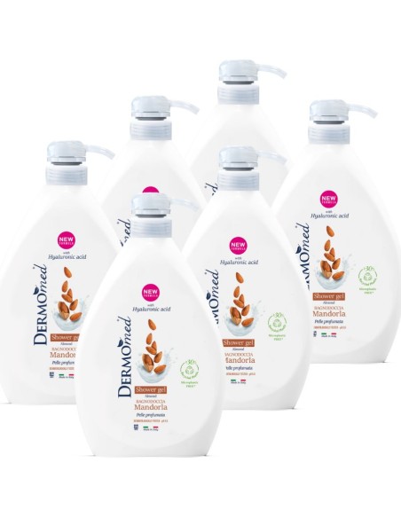 DERMOMED Żel pod prysznic MIGDAŁ, 1 l z pompką, pakiet 6 szt.