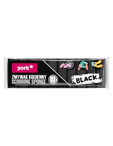 YORK BLACK Zmywaki kuchenne do naczyń, 10 szt