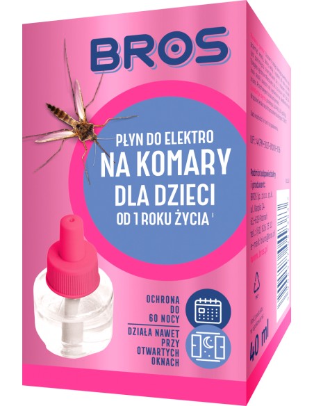 Bros Płyn do Elektro na komary dla dzieci od 1 roku życia 40 ml