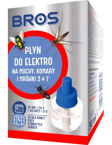BROS płyn do elektrofumigatora na muchy i komary 45 nocy, 30ml