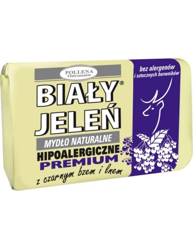 Biały Jeleń Hipoalergiczne mydło naturalne Premium z czarnym bzem i lnem 100 g