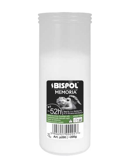 BISPOL MEMORIA Wkład do zniczy parafinowy, prasowany P200, ~52h , 1 szt.