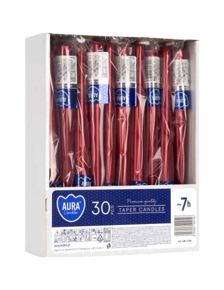BISPOL AURA Świeca stożek S30-1-230 CZERWONY METALIC, 1 szt