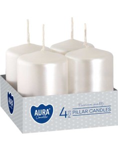 BISPOL AURA Świeca wotywna SW40/60-190 BIAŁA PERŁOWA, 4 szt 