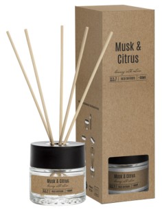 BISPOL Dyfuzor zapachowy z patyczkami PIŻMO I CYTRUSY, 50 ml