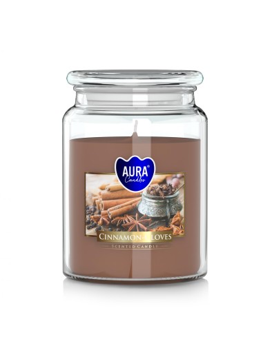 BISPOL AURA Świeca zapachowa w szkle SND99-374 CYNAMON-GOŹDZIKI, 500 g