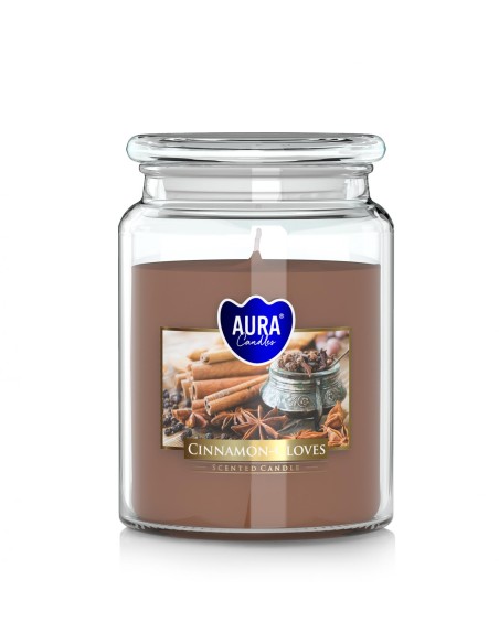 BISPOL AURA Świeca zapachowa w szkle SND99-374 CYNAMON-GOŹDZIKI, 500 g