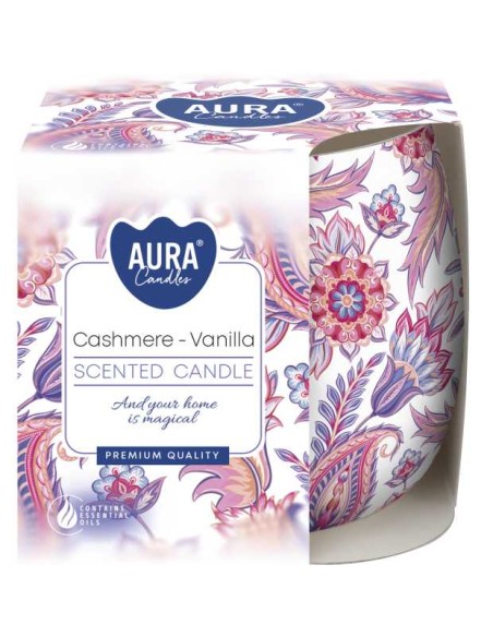 BISPOL AURA Świeca zapachowa w szkle SN71S-61 KASZMIR-WANILIA, 100 g