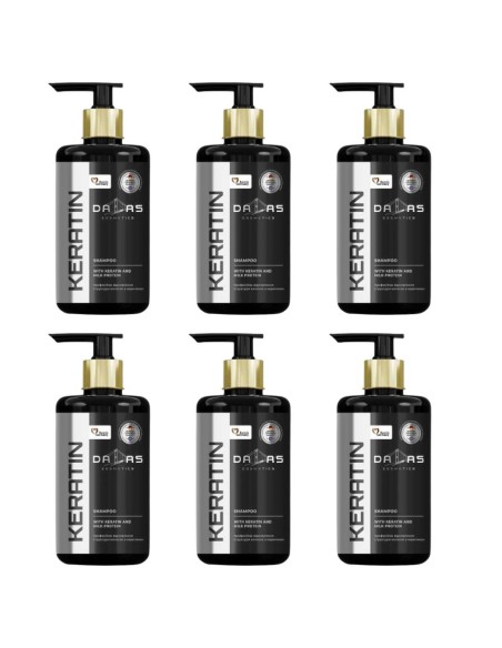 DALAS Szampon do włosów suchych, osłabionych, zniszczonych i farbowanych KERATIN 970 ml z pompką, 6 szt