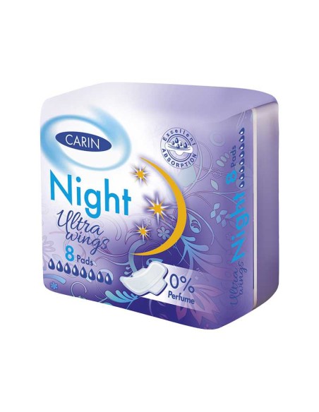 CARIN Podpaski higieniczne ULTRA WINGS, 8 szt NIGHT