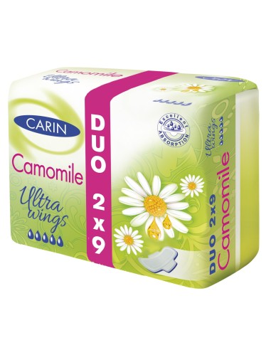 CARIN Podpaski higieniczne ULTRA WINGS CAMOMILE DUO, 2x9 szt