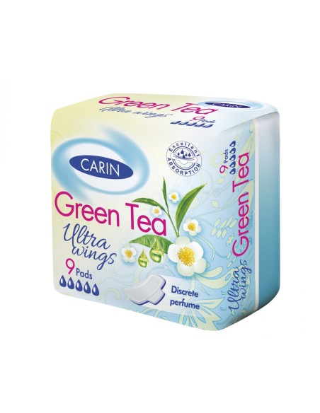 CARIN Podpaski higieniczne ULTRA WINGS GREEN TEA, 9 szt