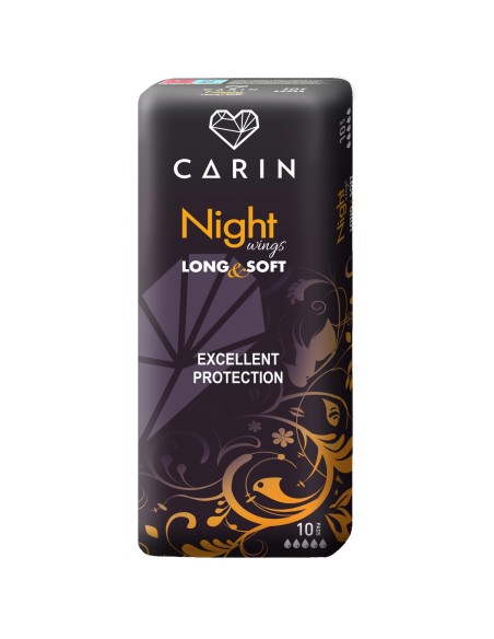 CARIN Podpaski higieniczne NIGHT WINGS LONG & SOFT, 10 szt