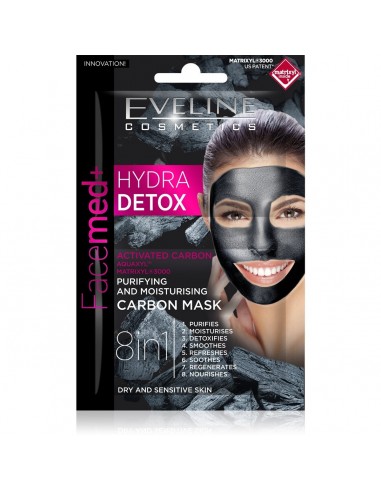 Eveline Facemed+ Hydra Detox maska węglowa 8w1 oczyszczająco-nawilżająca 7ml